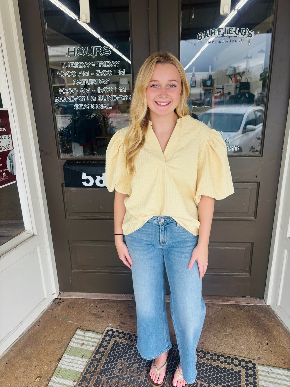 Butter Yellow Textured Puff Sleeve Blouse